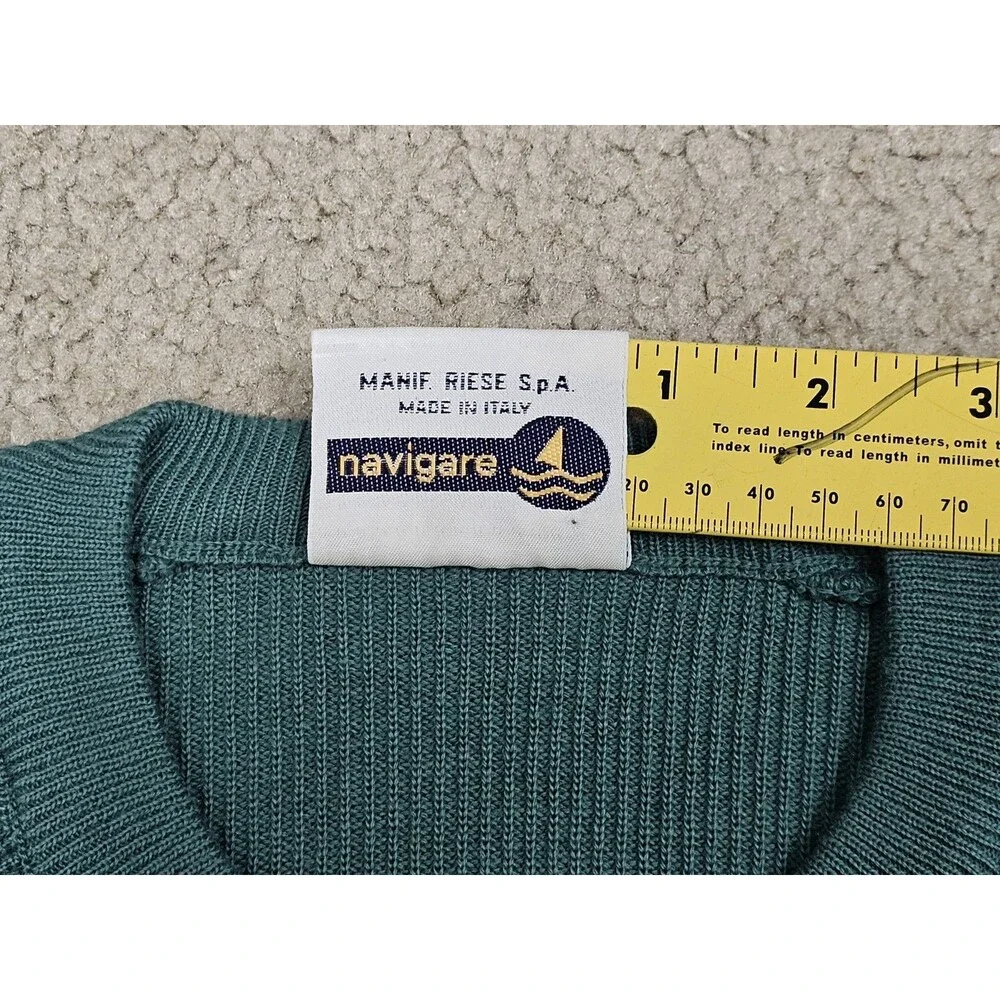 Navigare Sweater Lana Merino Wool Crew Neck Size XL Green Pullover Made In Italy